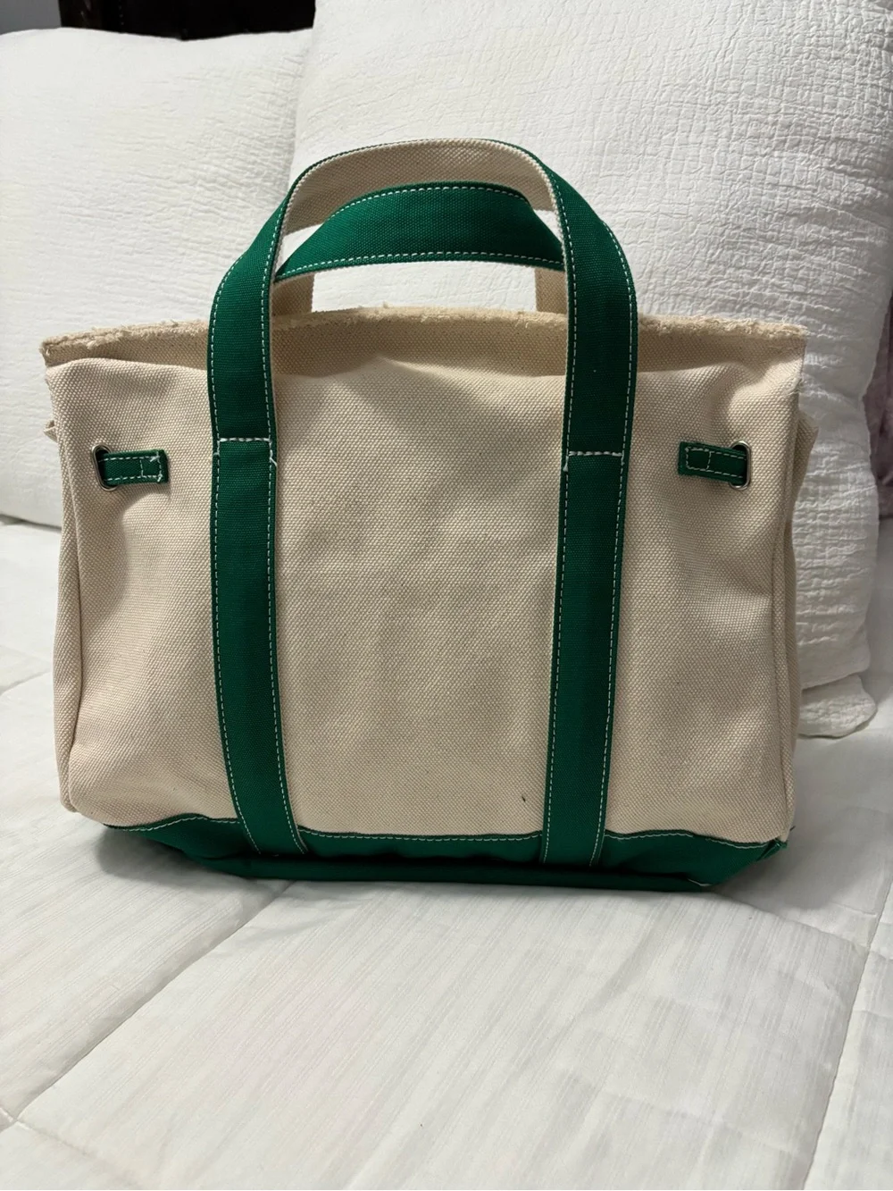Boatkin Large Canvas Tote Bag with Green Trim- Sunwin